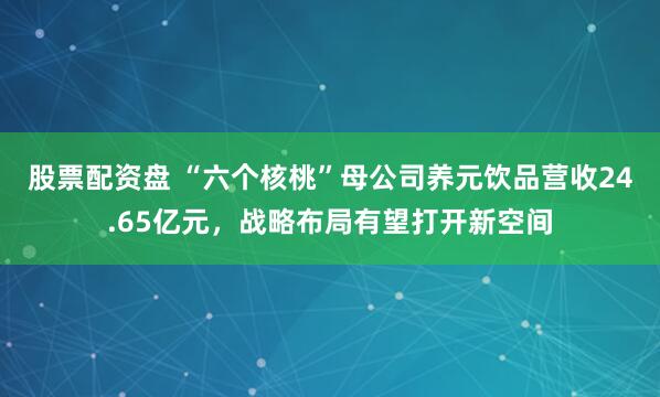 股票配资盘 “六个核桃”母公司养元饮品营收24.65亿元，战略布局有望打开新空间